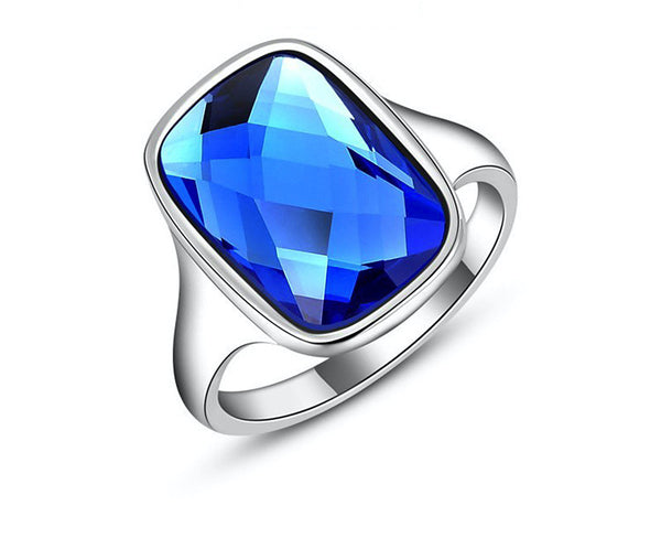 Platinum Plated Brooke Ring with Simulated Diamond