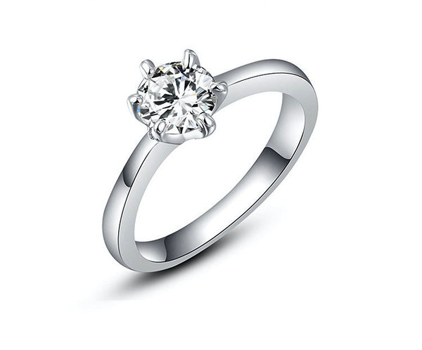Platinum Plated Camila Ring with Simulated Diamond