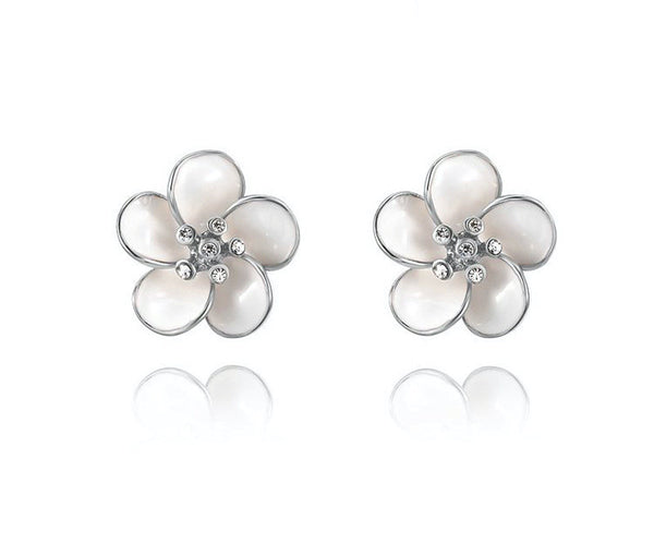 Platinum Plated Carolina Earrings with Simulated Diamond