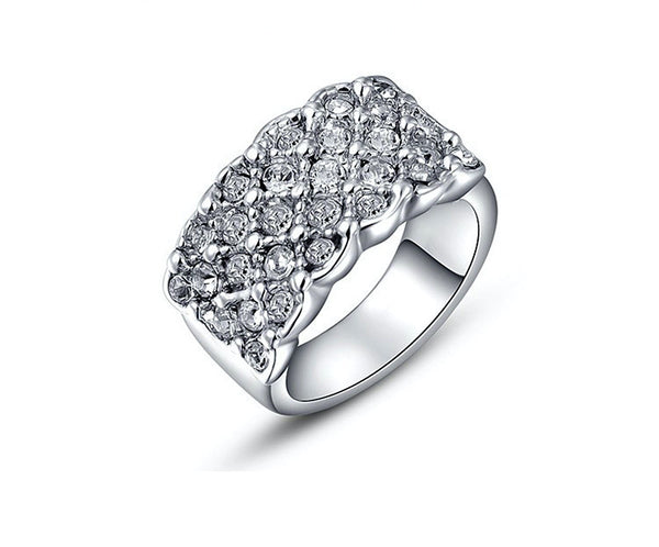 Platinum Plated Caroline Ring with Simulated Diamond
