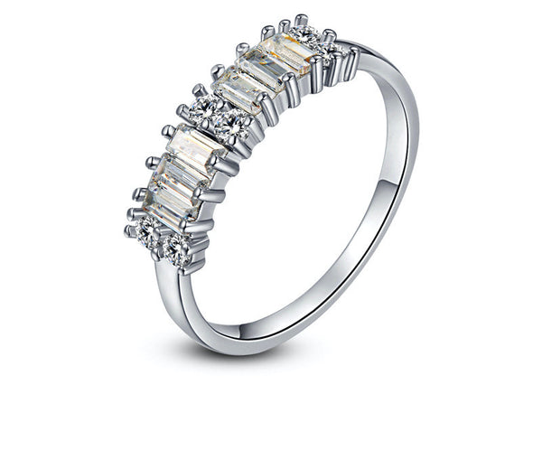 Platinum Plated Cassandra Ring with Simulated Diamond