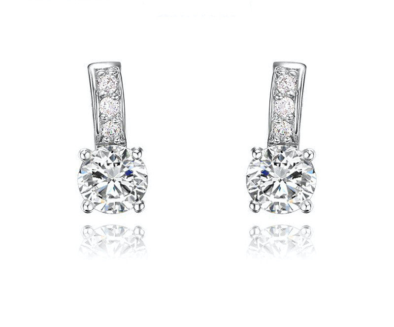 Platinum Plated Charlie Earrings with Simulated Diamond