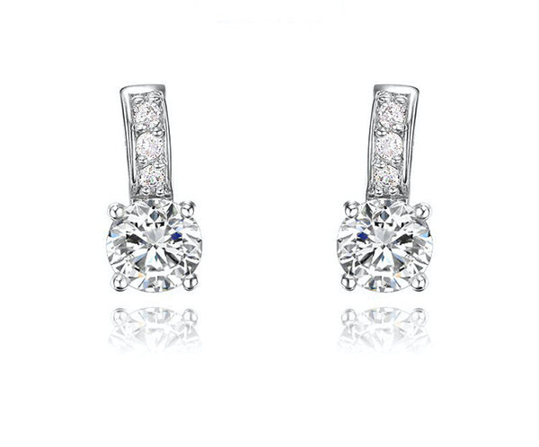 Platinum Plated Charlie Earrings with Simulated Diamond
