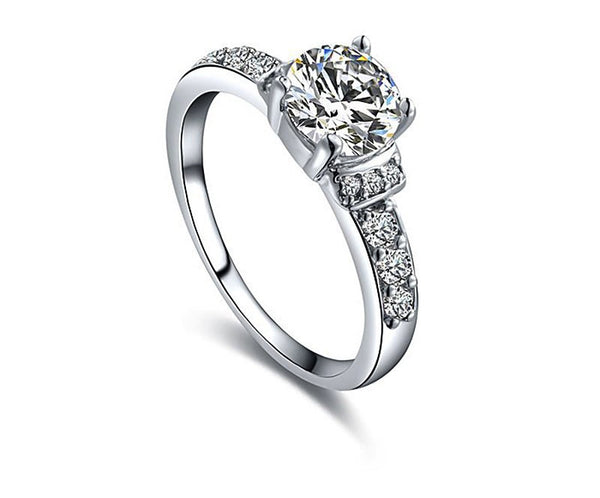 Platinum Plated Charlotte Ring with Simulated Diamond