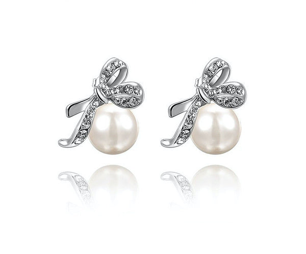 Platinum Plated Chelsea Earrings with Simulated Diamond