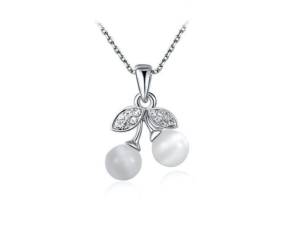 Platinum Plated Delaney Necklace with Simulated Diamond
