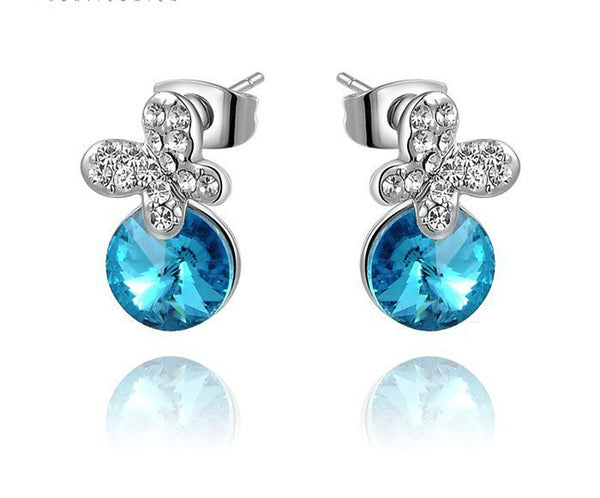 Platinum Plated Dylan Earrings with Simulated Diamond