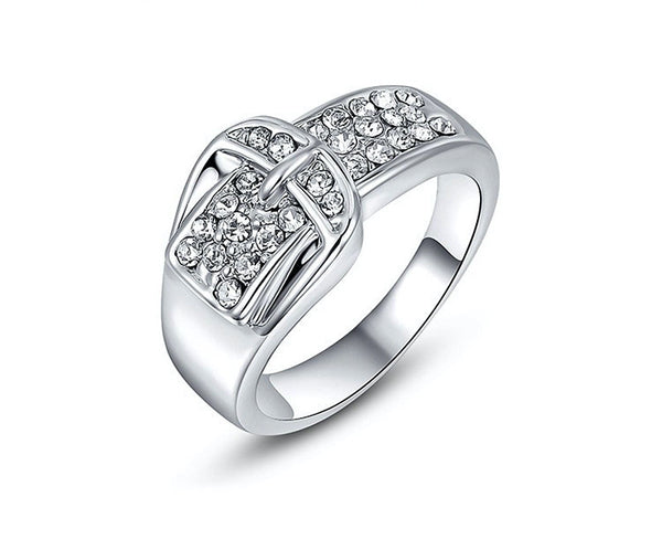 Platinum Plated Eden Ring with Simulated Diamond