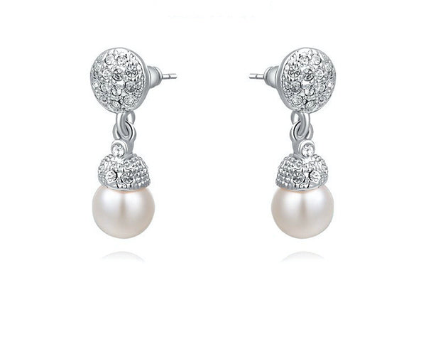 Platinum Plated Elena Earrings with Simulated Diamond