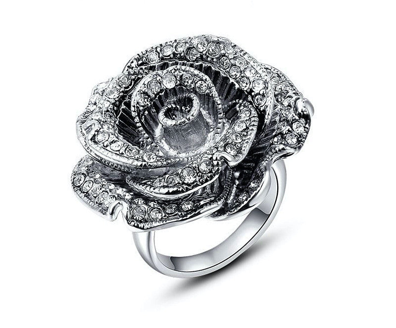 Platinum Plated Elena Ring with Simulated Diamond