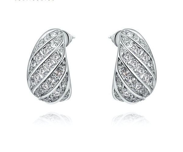 Platinum Plated Eliza Earrings with Simulated Diamond