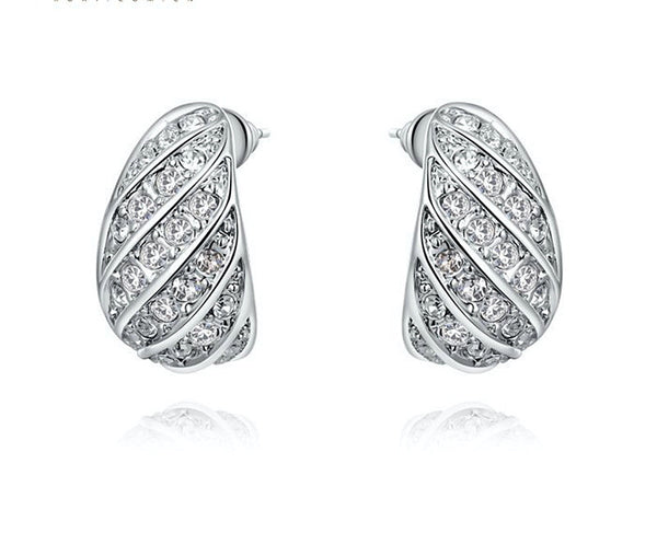 Platinum Plated Eliza Earrings with Simulated Diamond