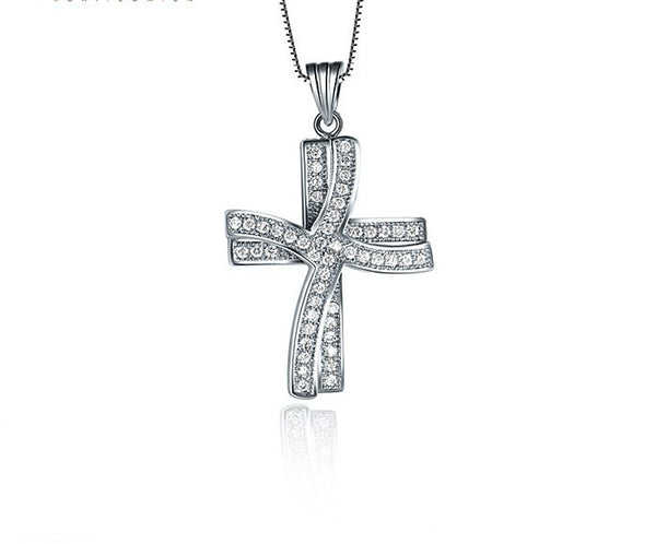 Platinum Plated Ella Necklace with Simulated Diamond
