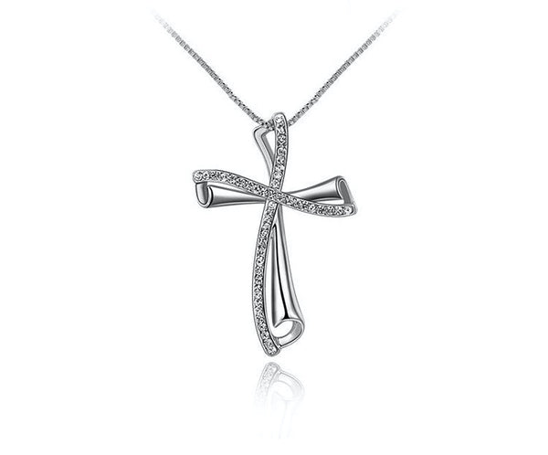 Platinum Plated Emily Necklace with Simulated Diamond