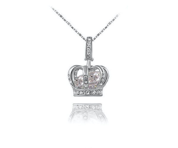 Platinum Plated Eva Necklace with Simulated Diamond