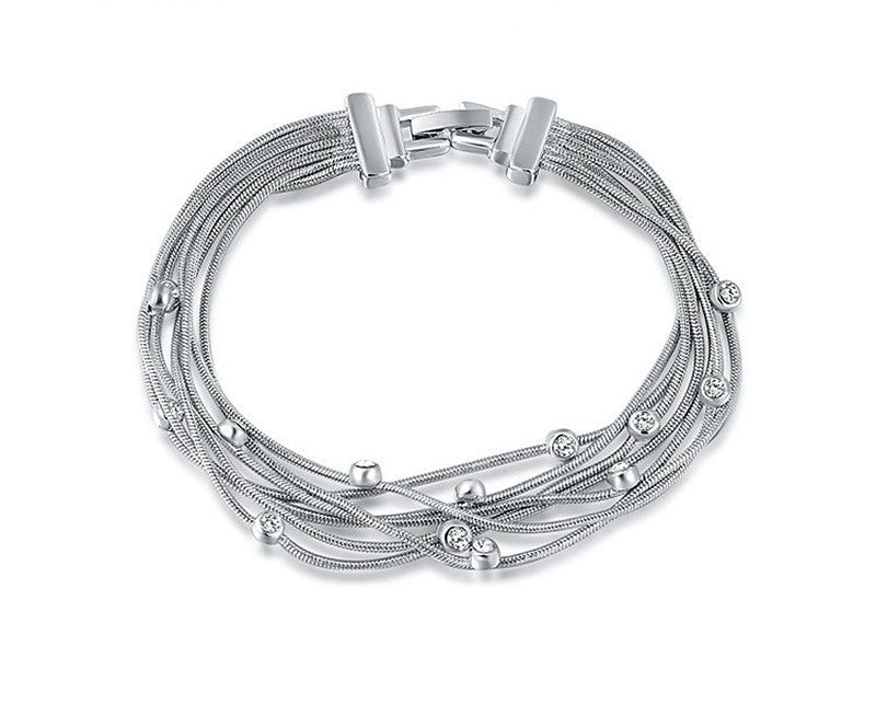 Platinum Plated Evelyn Bracelet with Simulated Diamond