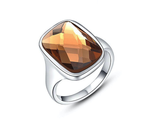 Platinum Plated Gabrielle Ring with Simulated Diamond
