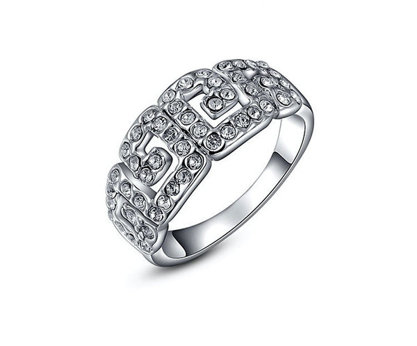 Platinum Plated Georgia Ring with Simulated Diamond