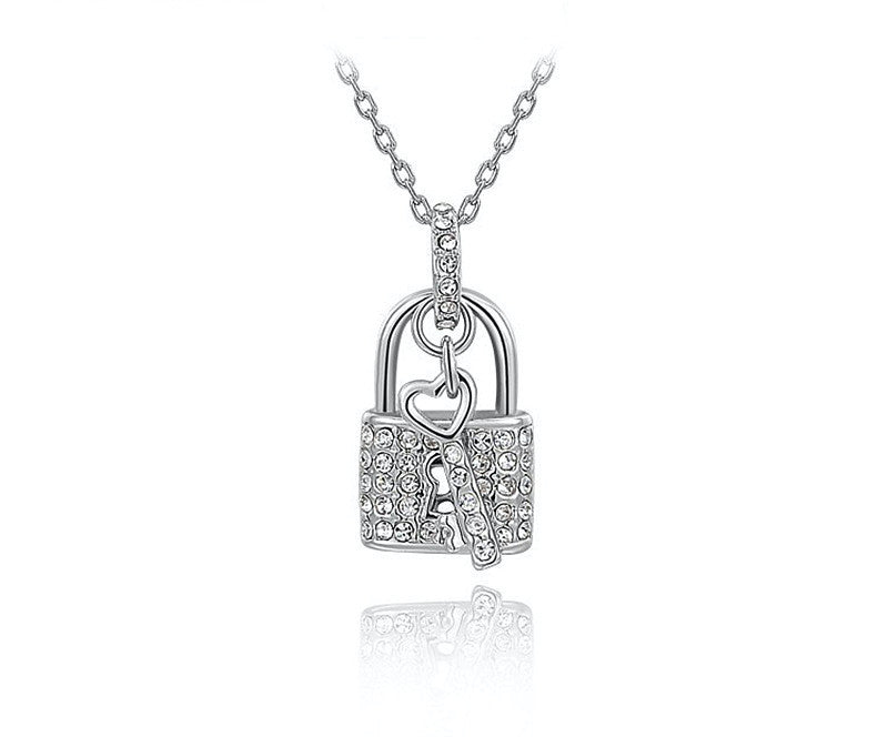 Platinum Plated Grace Necklace with Simulated Diamond