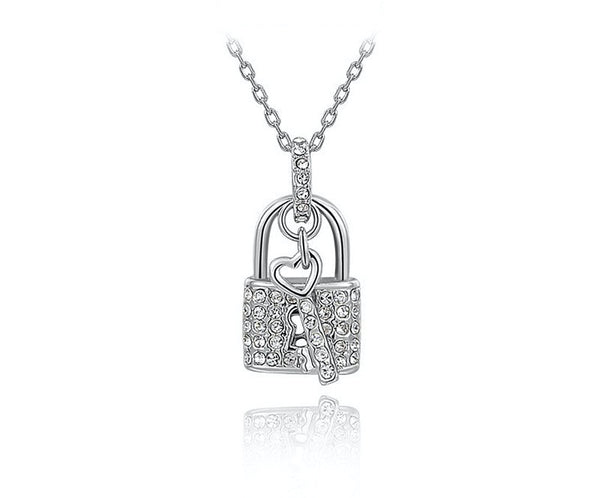 Platinum Plated Grace Necklace with Simulated Diamond