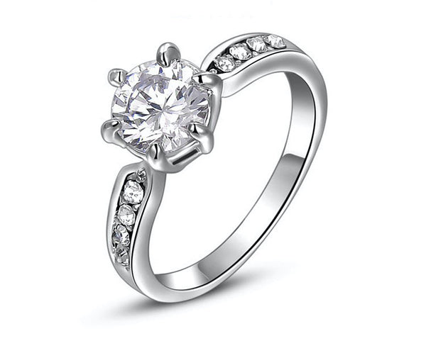 Platinum Plated Hannah Ring with Simulated Diamond