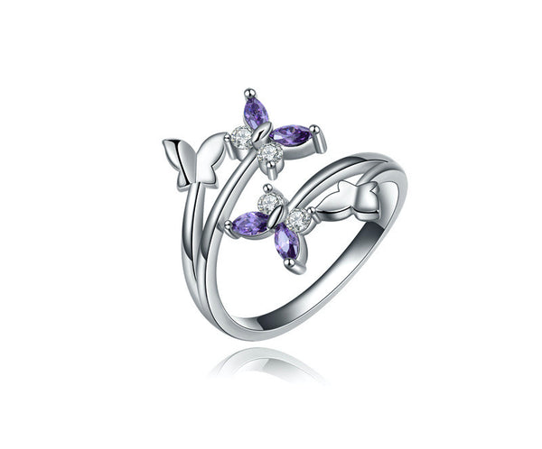 Platinum Plated Harmony Ring with Simulated Diamond