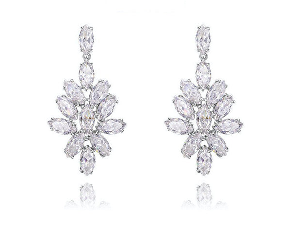 Platinum Plated Helena Earrings with Simulated Diamond