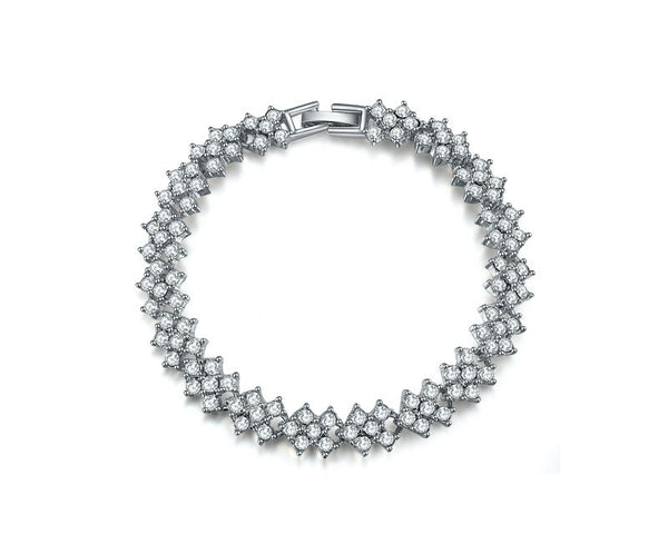 Platinum Plated Isabelle Bracelet with Simulated Diamond