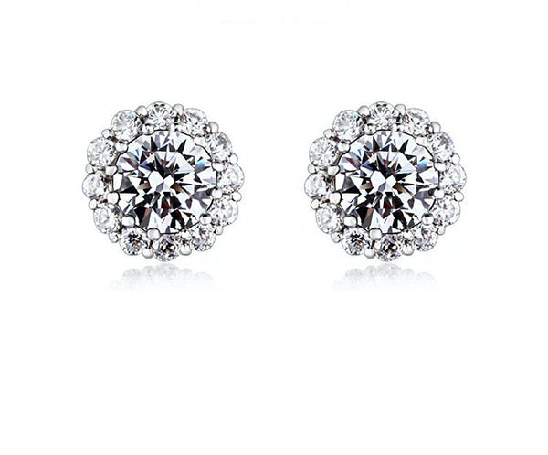 Platinum Plated Ivy Earrings with Simulated Diamond