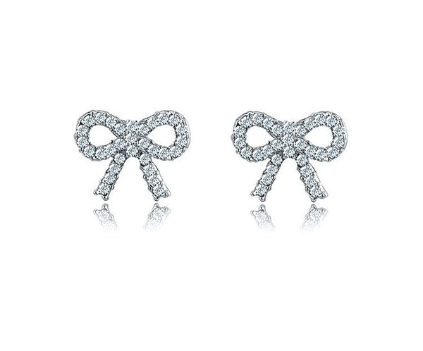 Platinum Plated Jazmine Earrings with Simulated Diamond