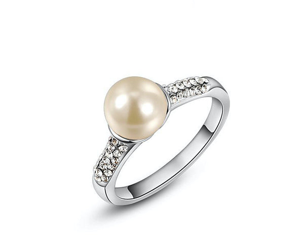 Platinum Plated Jessica Ring with Simulated Diamond