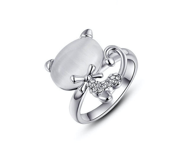 Platinum Plated Jordan Ring with Simulated Diamond