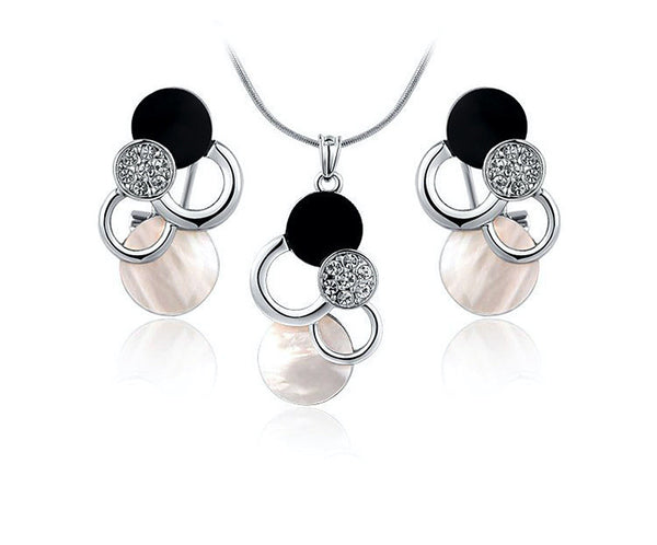 Platinum Plated Josephine Necklace and Earrings Set with Simulated Diamond
