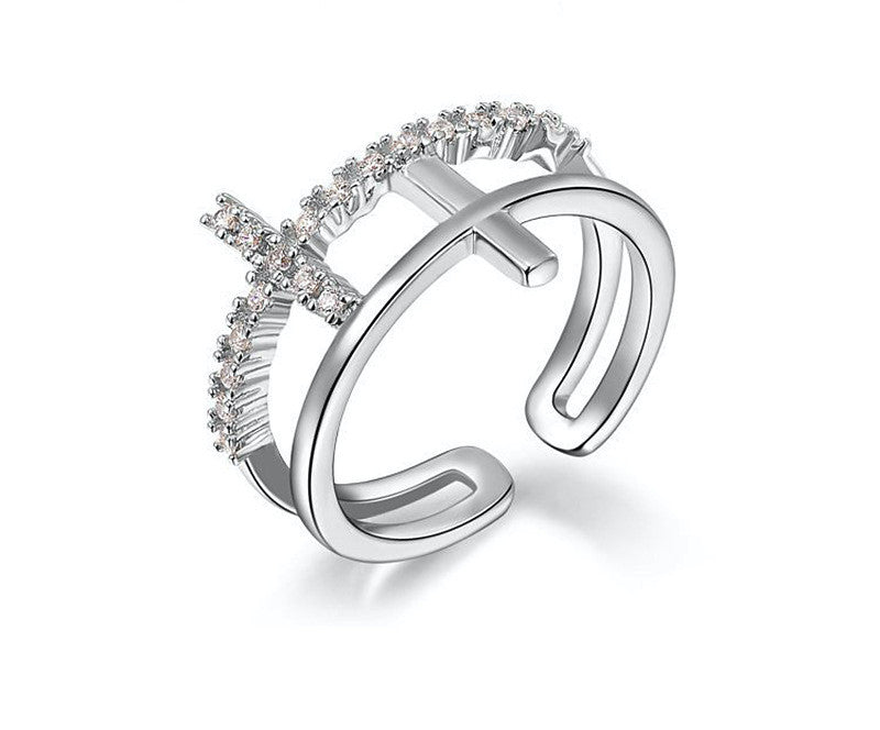 Platinum Plated Josephine Ring with Simulated Diamond