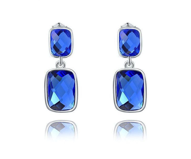 Platinum Plated June Earrings with Simulated Diamond
