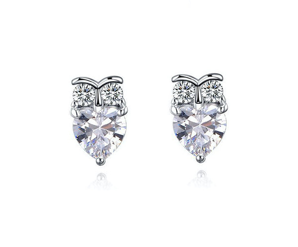 Platinum Plated Juniper Earrings with Simulated Diamond
