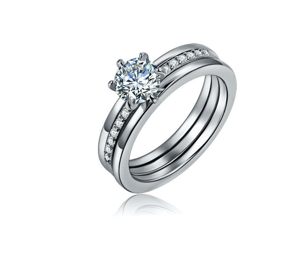 Platinum Plated Karen Ring with Simulated Diamond