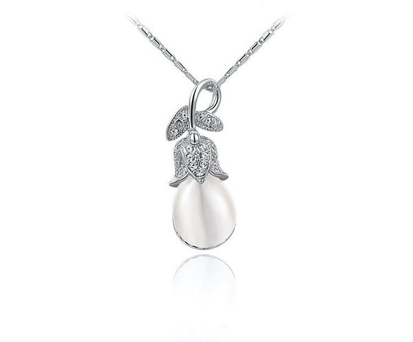 Platinum Plated Kaydence Necklace with Simulated Diamond