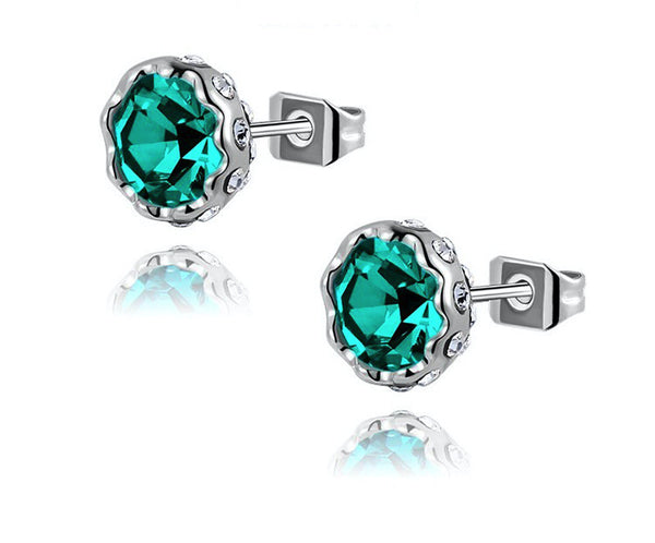 Platinum Plated Kennedy Earrings with Simulated Diamond