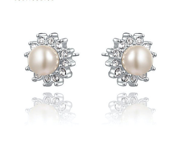 Platinum Plated Kylie Earrings with Simulated Diamond
