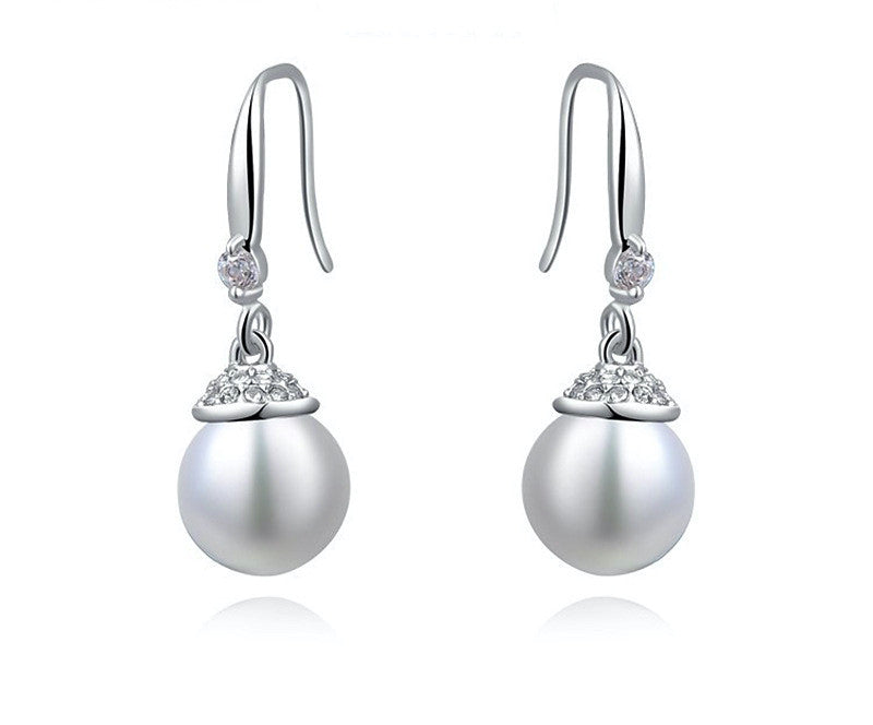 Platinum Plated Laila Earrings with Simulated Diamond