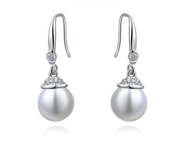 Platinum Plated Laila Earrings with Simulated Diamond