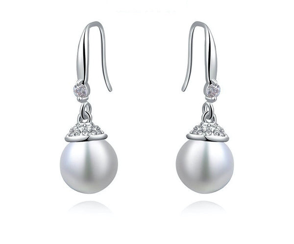 Platinum Plated Laila Earrings with Simulated Diamond