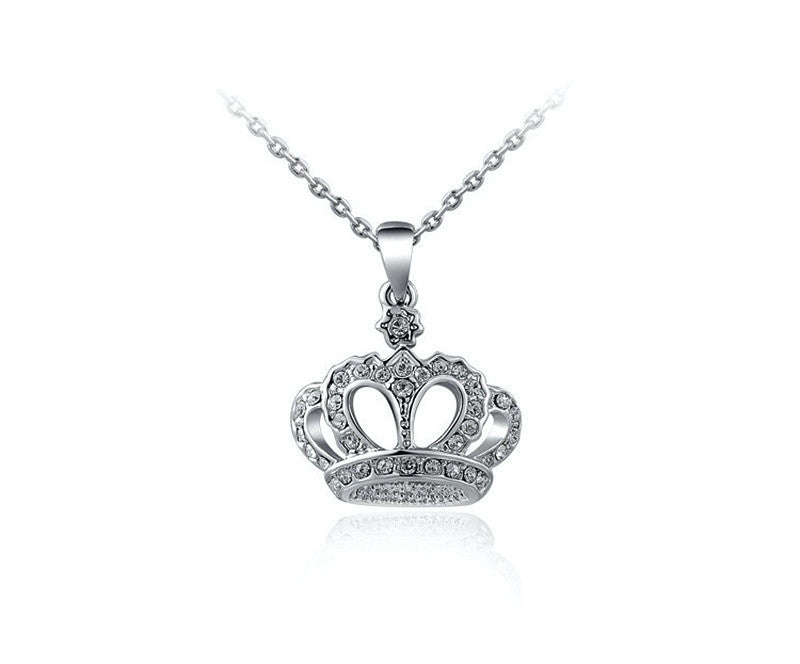 Platinum Plated Leah Necklace with Simulated Diamond