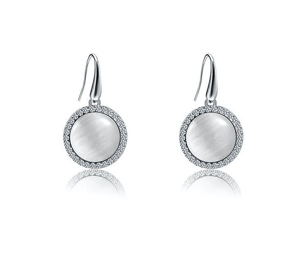 Platinum Plated Leia Earrings with Simulated Diamond