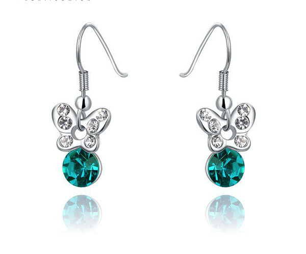 Platinum Plated Lena Earrings with Simulated Diamond