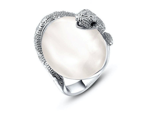 Platinum Plated Lia Ring with Simulated Diamond