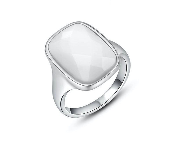 Platinum Plated Lucia Ring with Simulated Diamond