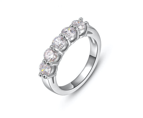 Platinum Plated Luciana Ring with Simulated Diamond
