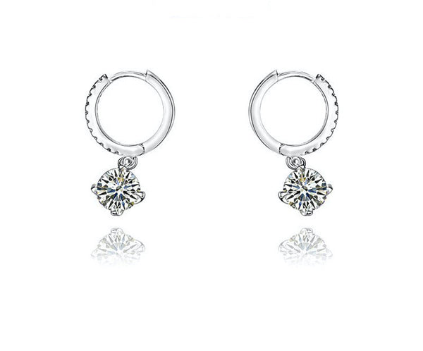 Platinum Plated Luna Earrings with Simulated Diamond
